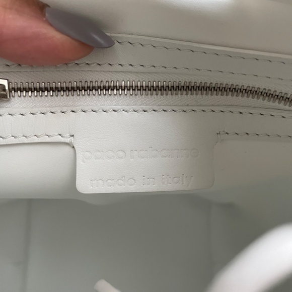 PACO RABANNE Silver Metallic Mirror Cage Faux Leather Large Bucket Bag - Picture 7 of 15